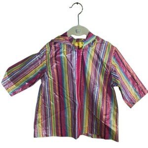 NWOT Girls Pluie Raincoat - Pastel Stripes, Size 2/3, Hooded